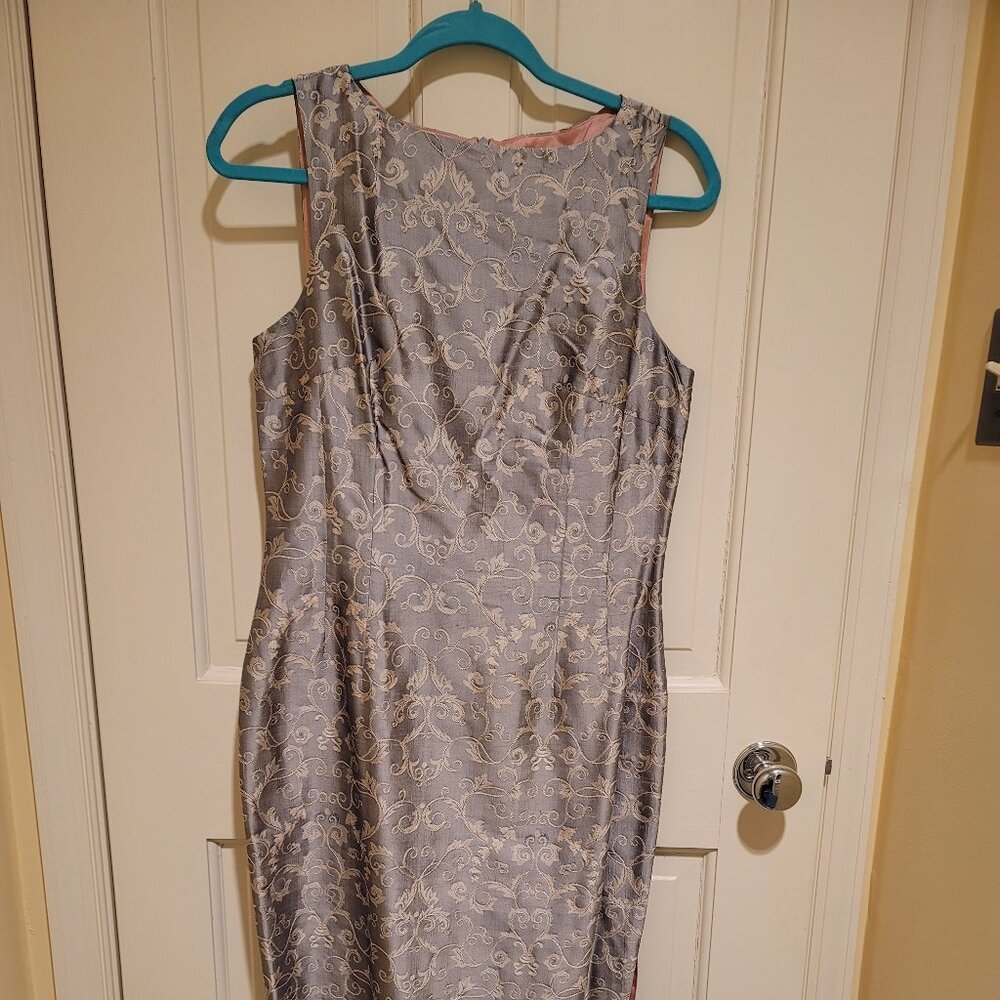Silk Silver Sheath Dress
